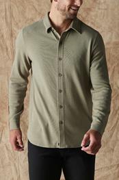 The Normal Brand puremeso long sleeve Button Up Shirt in moss