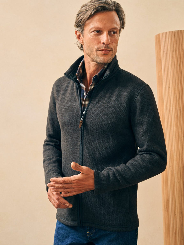 Faherty Sweater Fleece Full Zip – Lava Rock